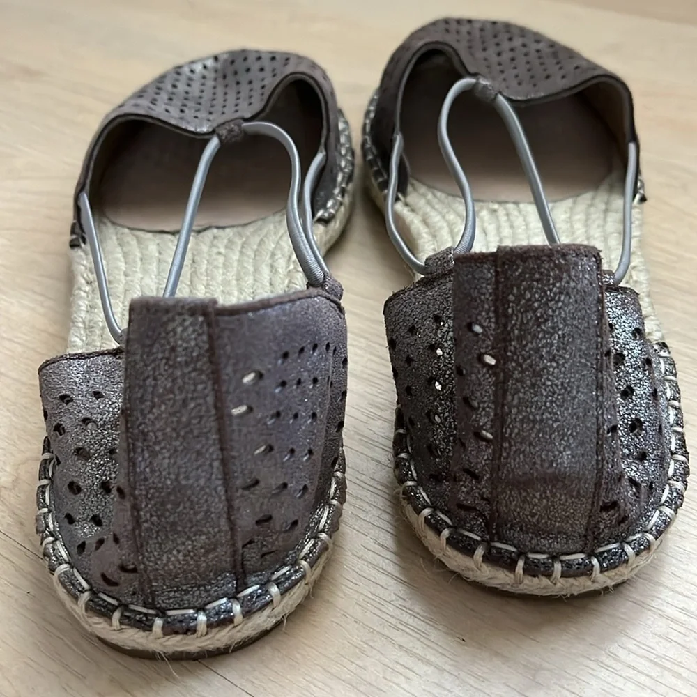 Eileen Fisher Espadrille Sandals Closed Toe gray neutral metallic size 9 Lee 2